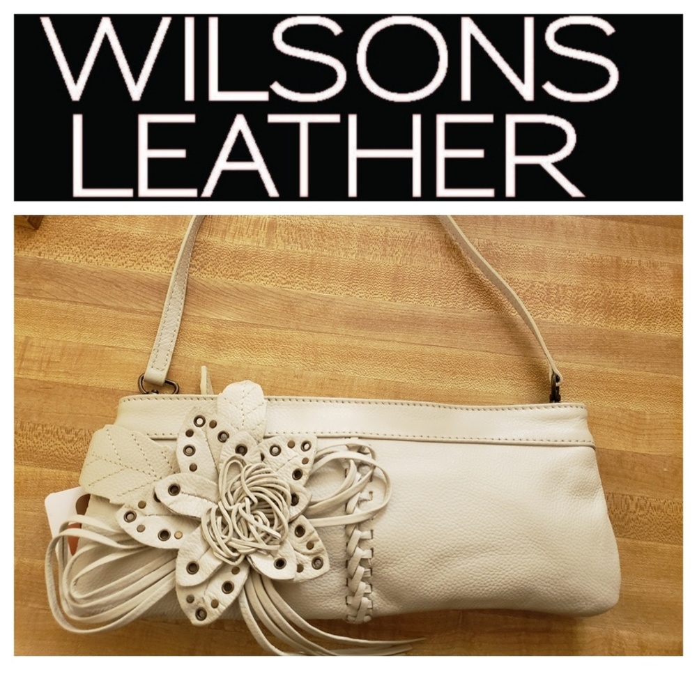 NWT, Small Wilson's Leather Off White Shoulder Bag